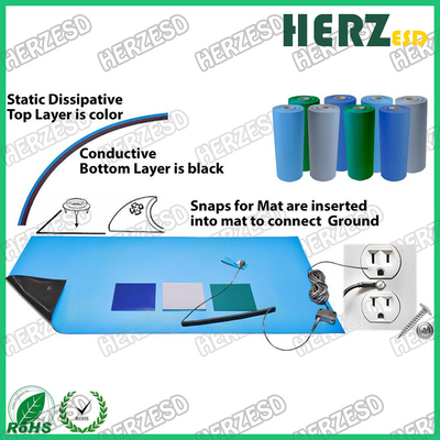 Doppelschicht ESD-Gummimatte, statische Tabellen-Antimatten-grüne/graue/blaue Farbe