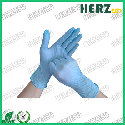 Pulver-freies blaues Nitril-Wegwerfhandschuhe, Finger punktierten sichere Nitril-Handschuhe ESD