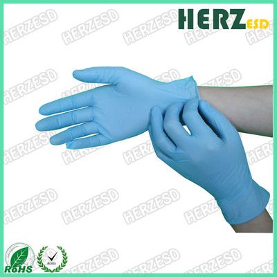 Pulver-freies blaues Nitril-Wegwerfhandschuhe, Finger punktierten sichere Nitril-Handschuhe ESD