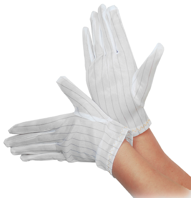 Sicherheits-weiße antistatische Streifen-Polyester ESD-Arbeits-Handschuhe Cleanroom-Elektronik-Industrie