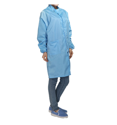 ESD Smock Antistatische Reinraum-Arbeitsbekleidung Polyester Streifengitter Polyester-Logo individuell