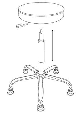 Schwenkbarer, hoher ESD PU-Leder-Rundhocker mit Fußstütze
