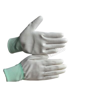 ESD leitfähige Handschuhe Polyester antistatische Arbeitshandschuhe rutschfeste Carbon PU-Spitze Handflächenpassform